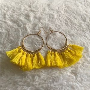 Yellow tassel earrings
